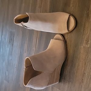 Lucky Brand open toe wedge booties